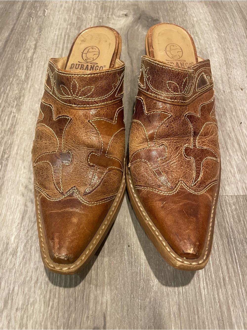 Durango Brown Leather Slip-On Western Mules